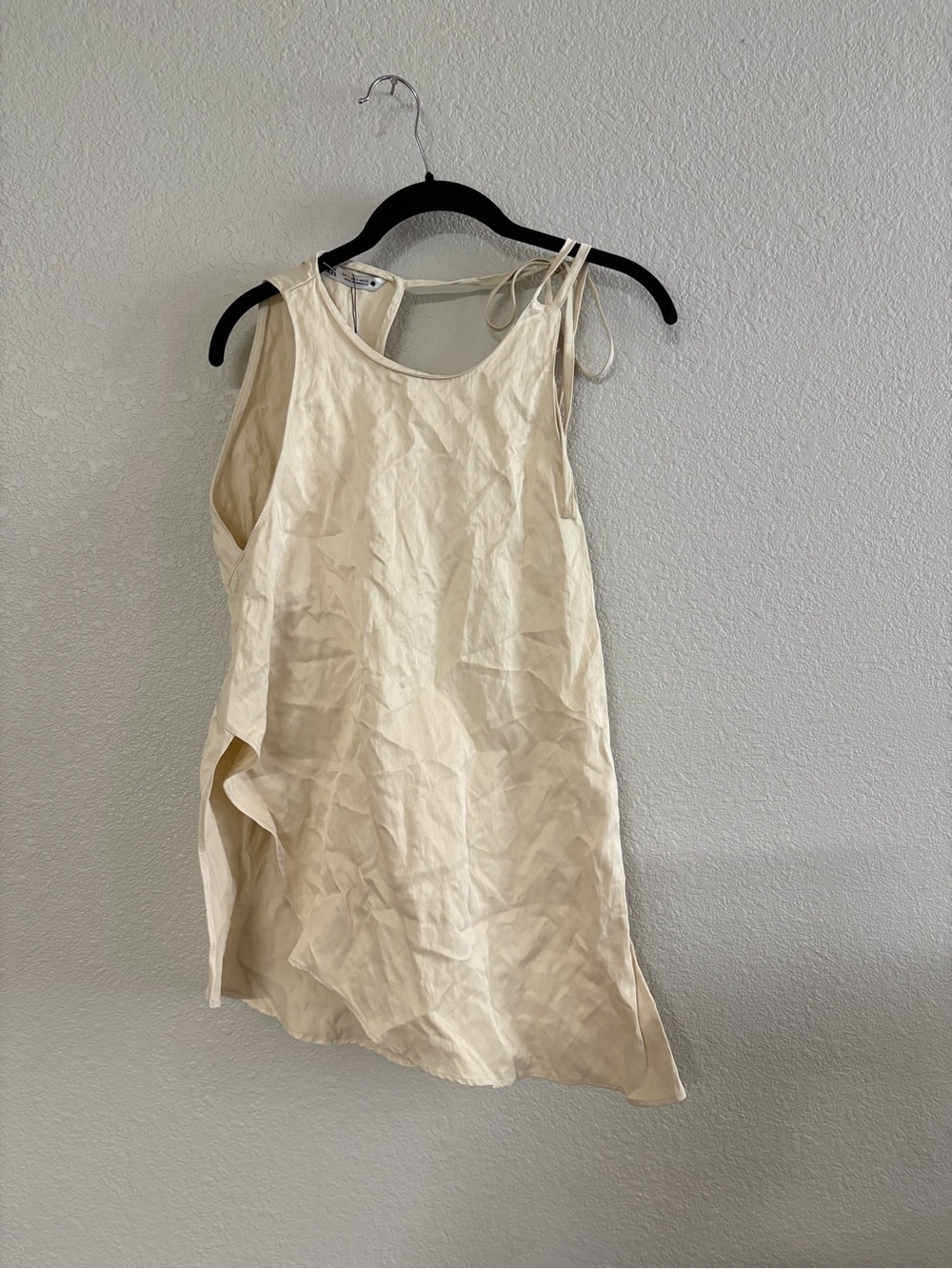 Zara Cream Tie-Shoulder Sleeveless Tunic
